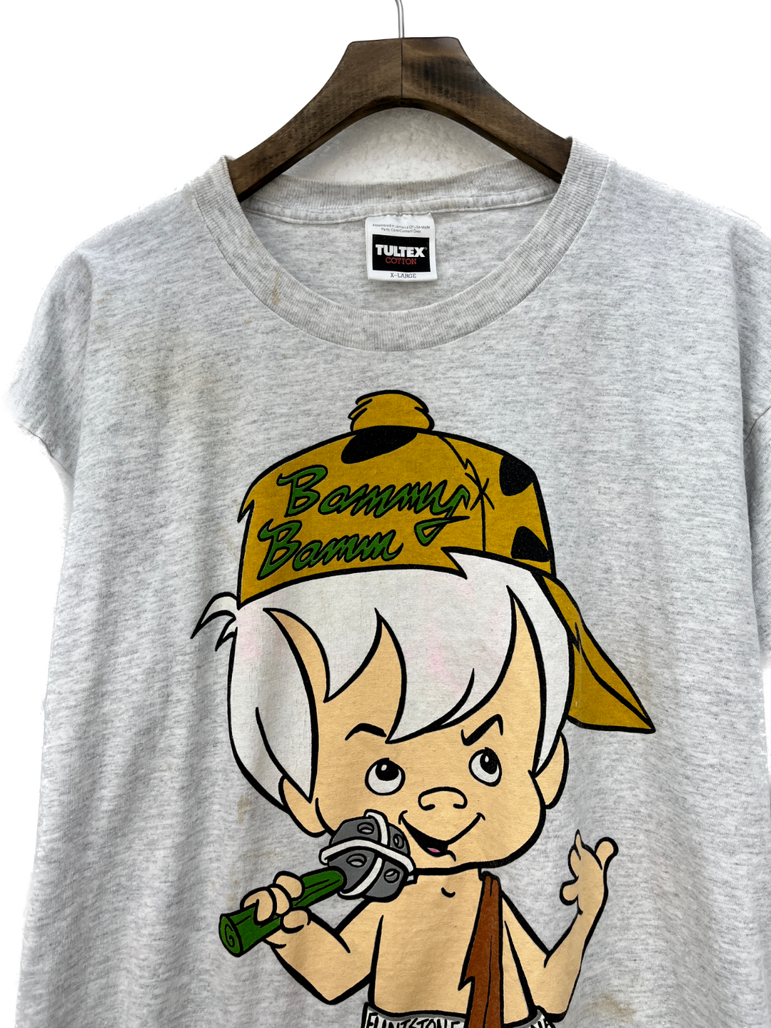 1993 The Flintstones Cartoon Bamm Bamm Vintage Graphic T-shirt Size XL Gray