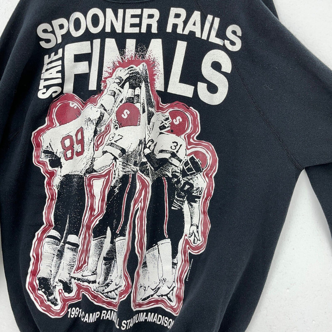 Vintage Spooner Rails State Finals 1991 Black Sweatshirt Size 2XL