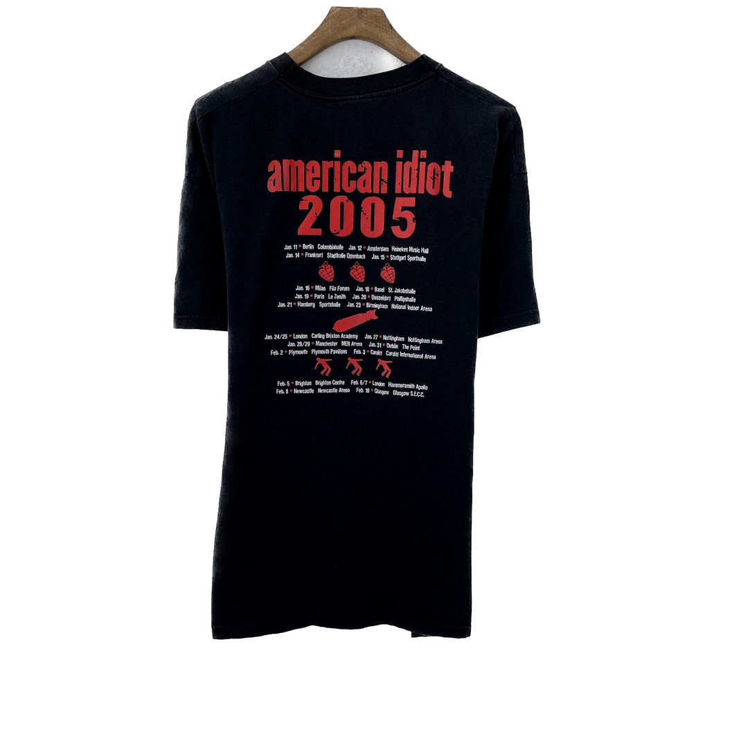 Vintage Green Day American Idiot 2005 Rock Band Black T-shirt Size L