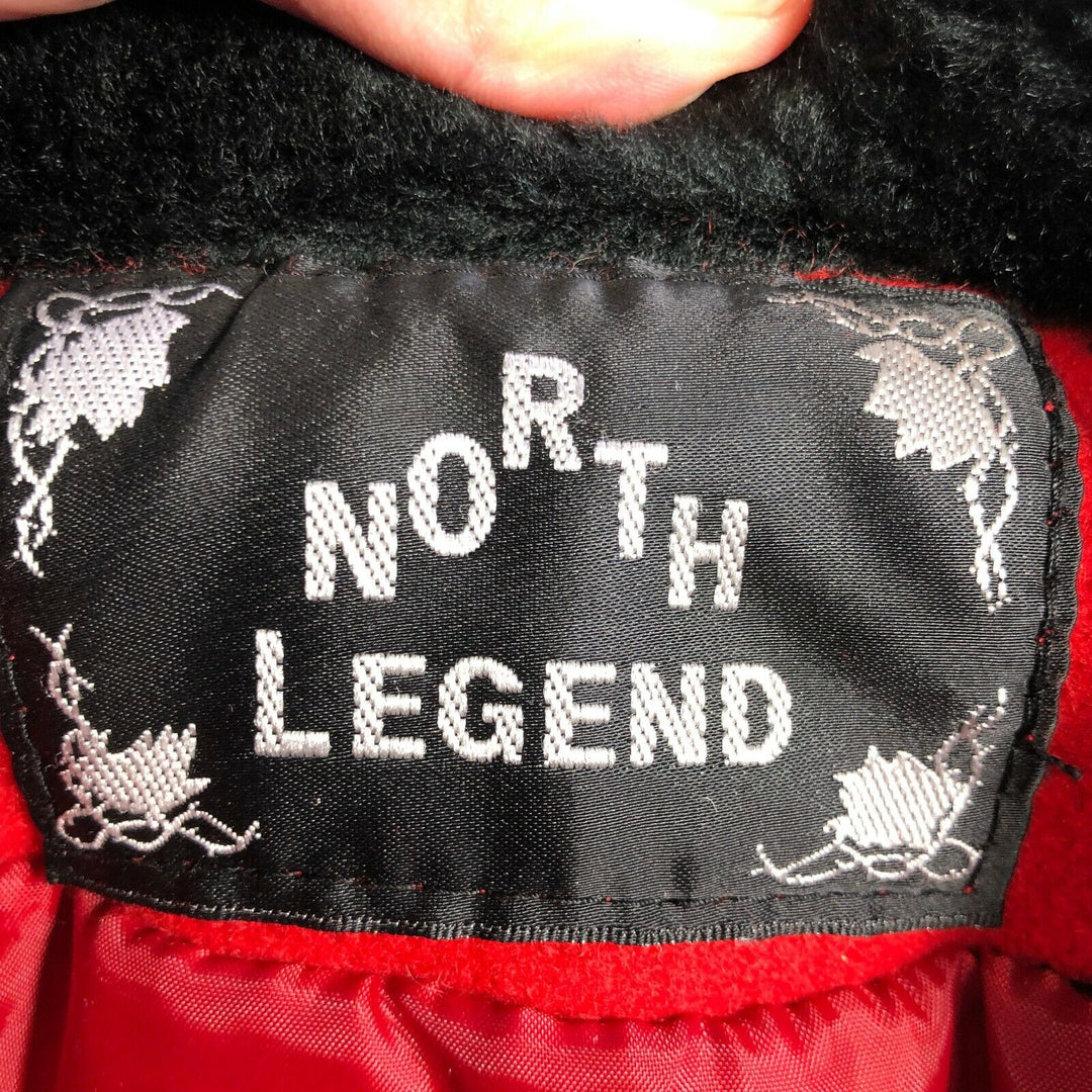 North Legend Vintage Mid Length Wool Red Coat Size XL 90s