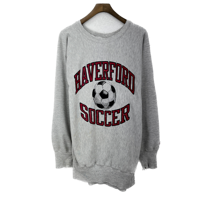Vintage Champion Reverse Weave Haverford Soccer Gray Sweatshirt Size XL