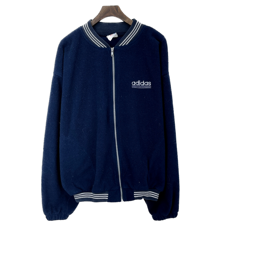 Vintage Adidas Full Zip Navy Blue Fleece Jacket Size XL