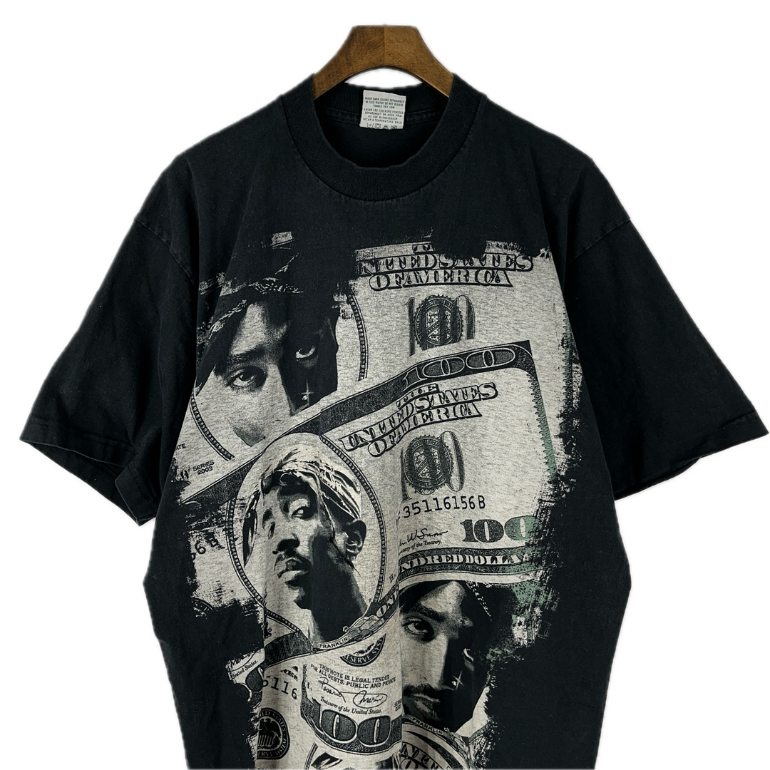 Vintage 2 Pac Shakur Bootleg Rap T-shirt Black Size XL Tall