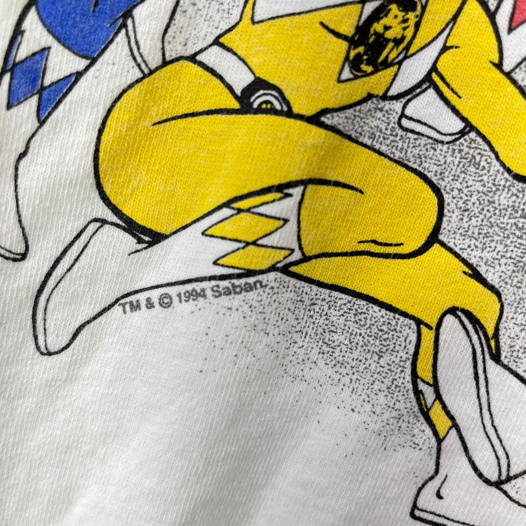 Vintage Power Rangers Assemble Super Hero Tv Show White T-shirt Size S