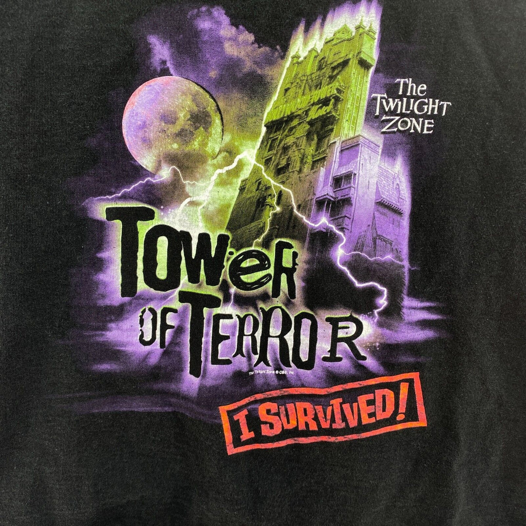 Vintage The Twilight Zone Tower Of Terror I Survived Black T-shirt Size M Kids