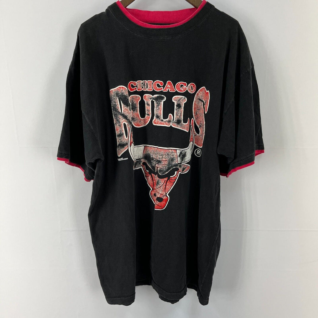 Vintage Chicago Bulls NBA Basketball Graphic T-shirt Black Size XXL Ravens