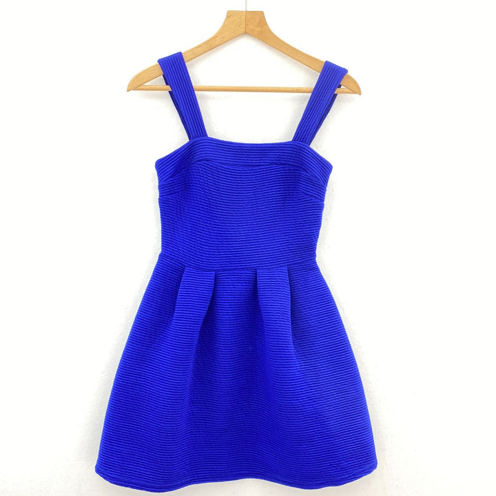 Topshop Textured Blue A Line Scuba Dress