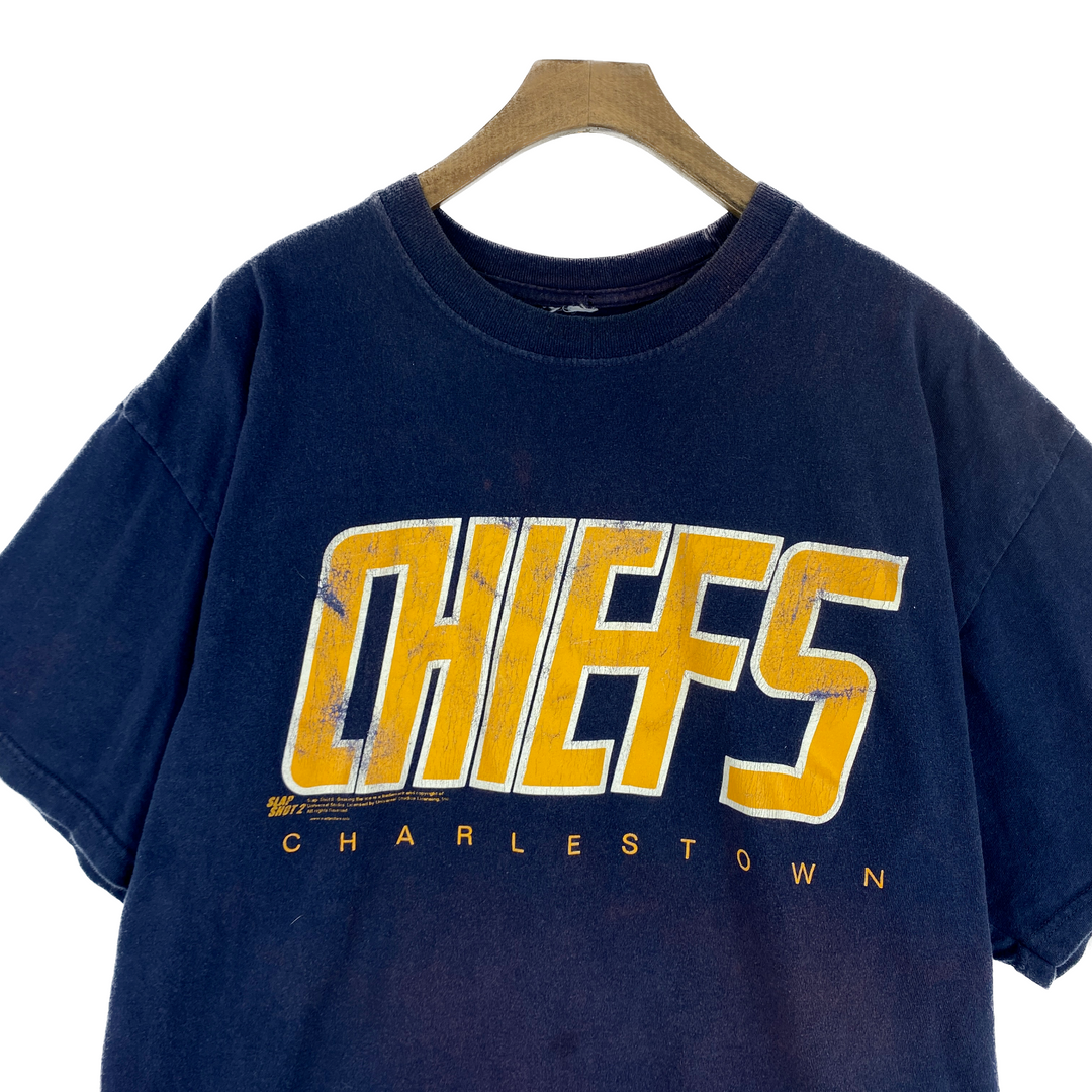 Slap Shot 2 Comedy Movie Charlestown Chiefs Navy Blue T-shirt Size M