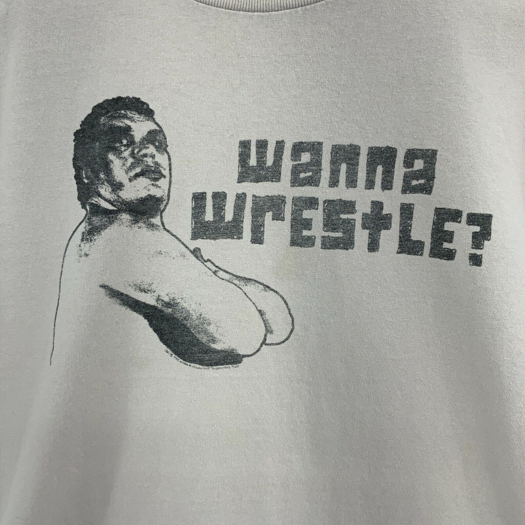 Wanna Wrestle Beige Vintage T-shirt Size L 90s Wrestling