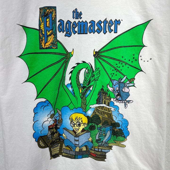 Vintage The Pagemaster 1994 White T-shirt Size L Single Stitch