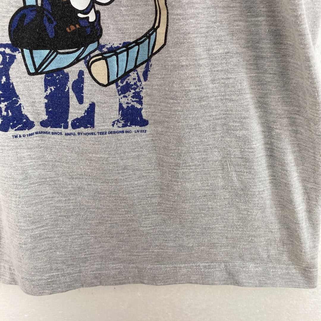 Vintage Toronto Maple Leafs Tasmanian Devil NHL 1995 Gray T-shirt Size L