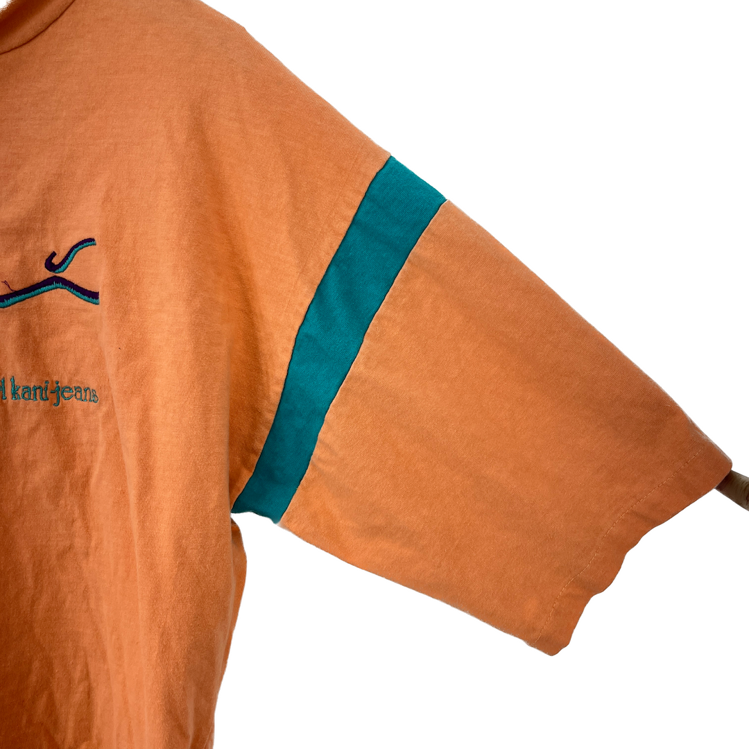 Vintage Karl Kani Jeans Orange Hooded T-shirt Size XL