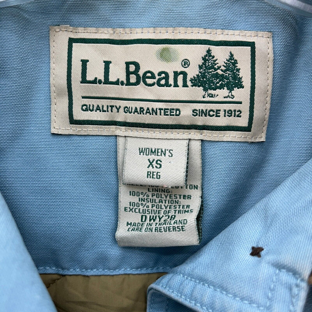 Women's L.L.Bean Quilt Lined Vintage Canvas Chore Jacket Size XS Blue