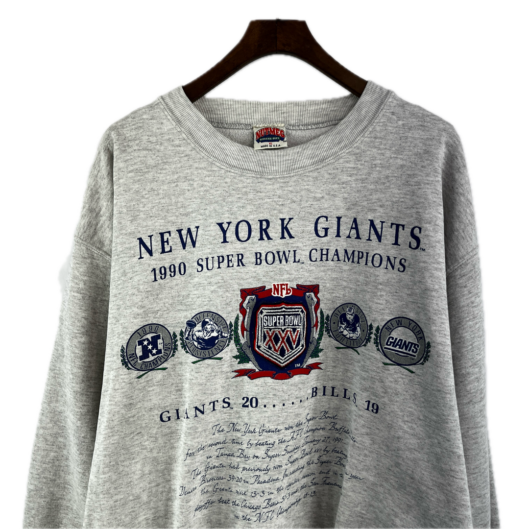 Vintage New York Giants 1990 Super Bowl Champions Men's Sz XL Gray Sweatshirt