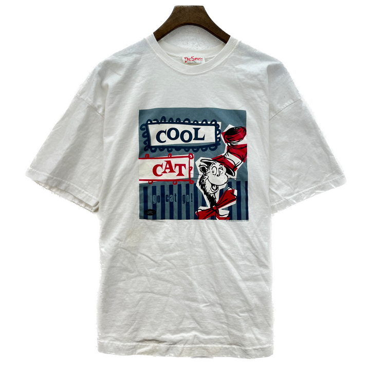 Vintage Cool Cat Go Cat Go Dr. Seuss 1995 White T-shirt Size M