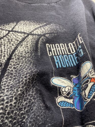 Vintage Charlotte Hornets NBA Basketball Black T-shirt Size M