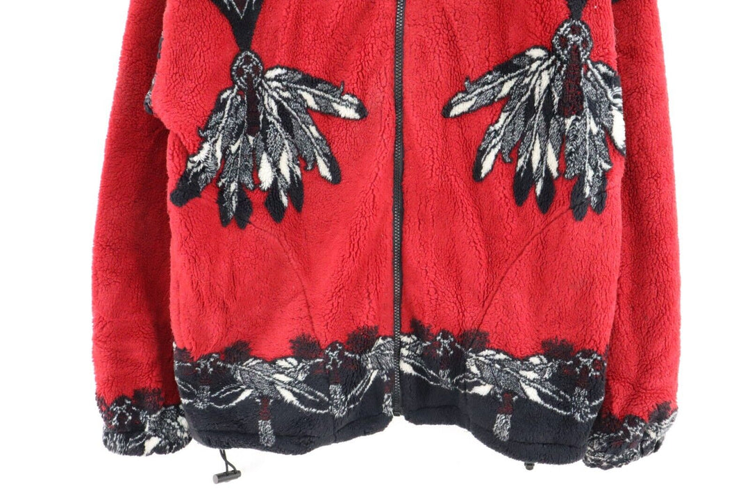 Vintage Milton Printed Full Zip Red Fleece Jacket Size S