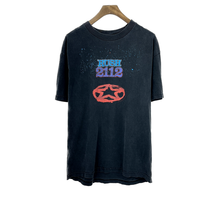 Vintage Rush 2112 Rock Band Y2K Classic Album Cover Black T-shirt Size M