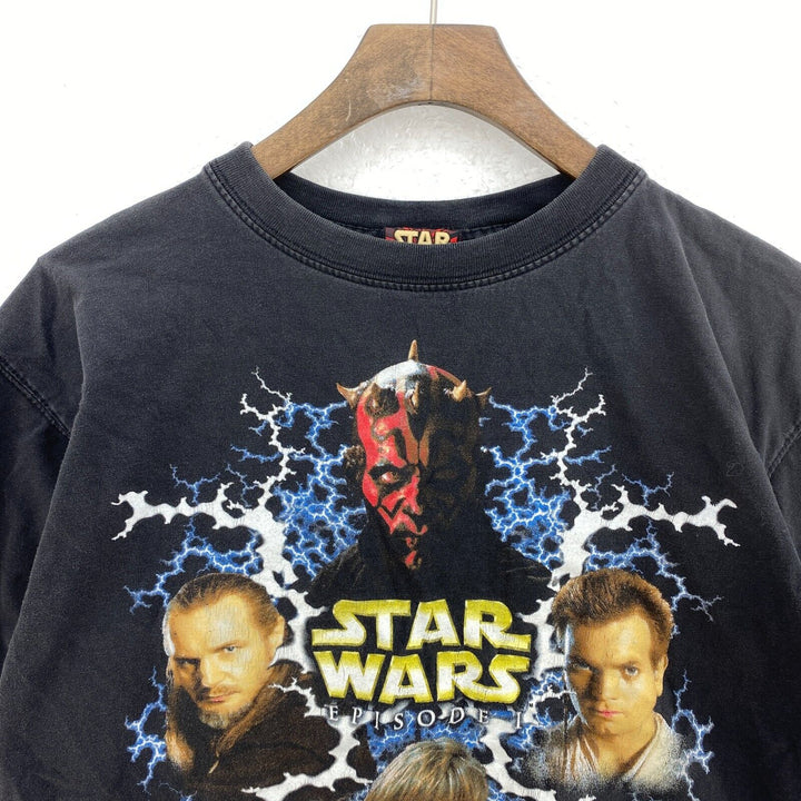 Vintage Star Wars Episode I Black T-shirt Size M Kids Space Movie
