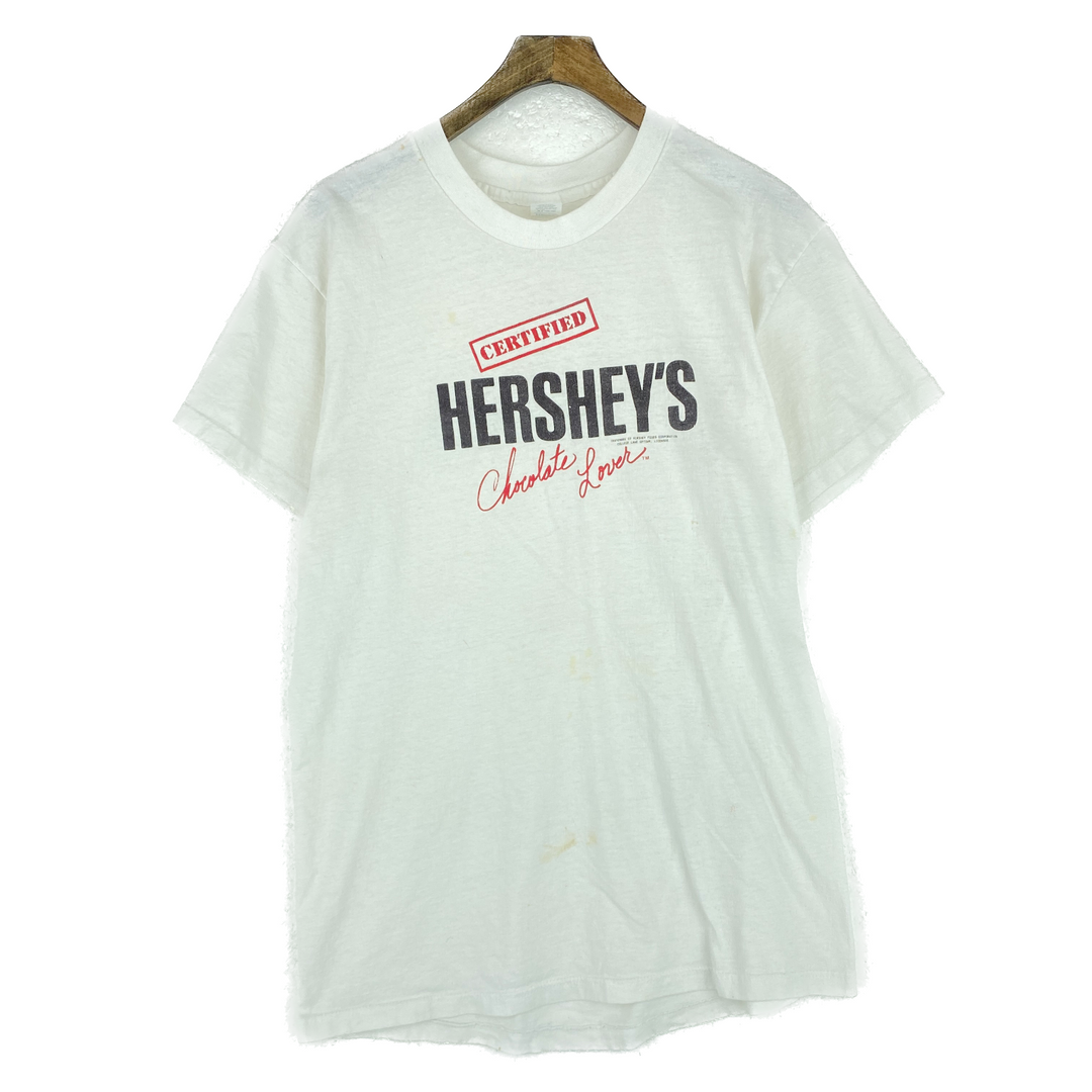 Vintage Hershey's Chocolate Lover Certified White T-shirt Size XL Single Stitch