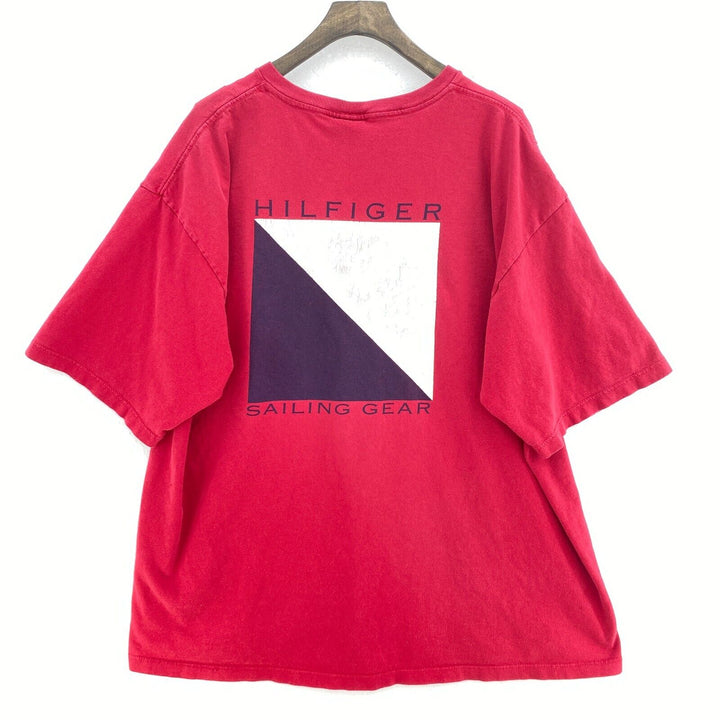 Vintage Tommy Hilfiger Sailing Gear Logo Red T-shirt Size XL Tee