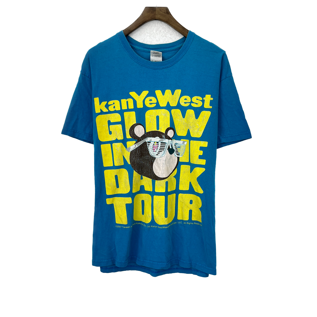Vintage Kanye West 2007 Glow In The Dark Tour Blue T-shirt Size M