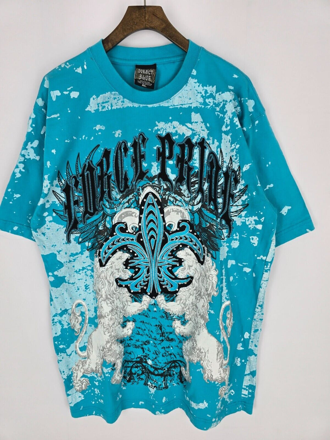 Y2k Embroidered Graphic Blue T-shirt Size XL