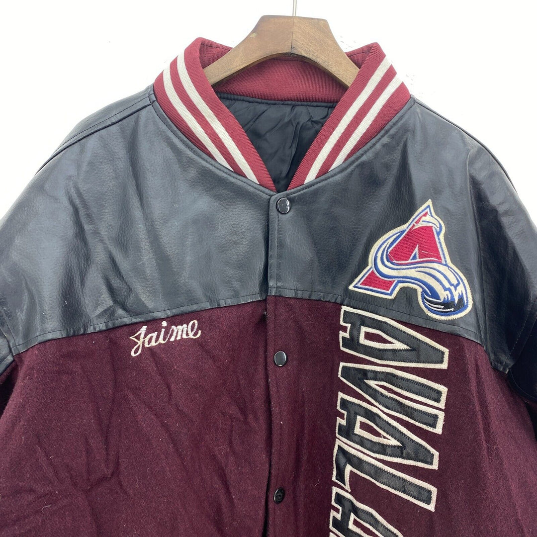 Vintage Colorado Avalanche Varsity Jacket Size XL Burgundy Snap Up