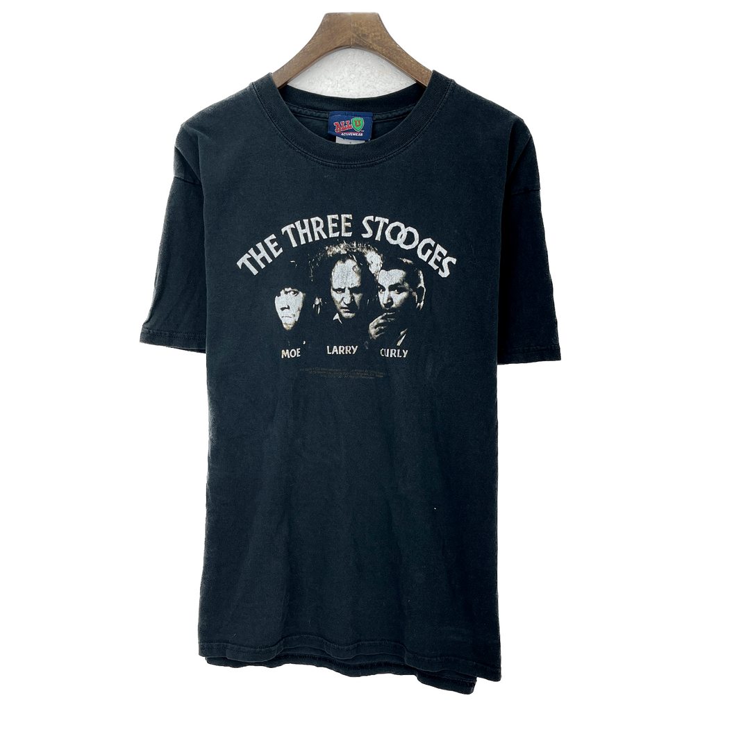 Vintage The Three Stooges Comedy Moe Larry Curly 2001 Black T-shirt Size L