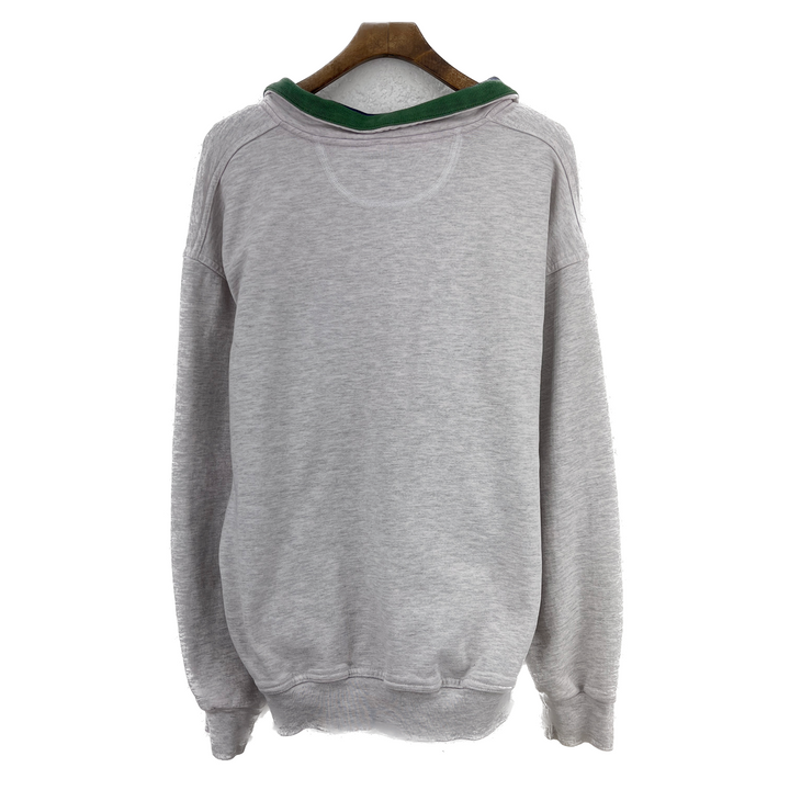 Vintage Quarter Zip Pullover Gray Polo Sweatshirt Size L Unisex