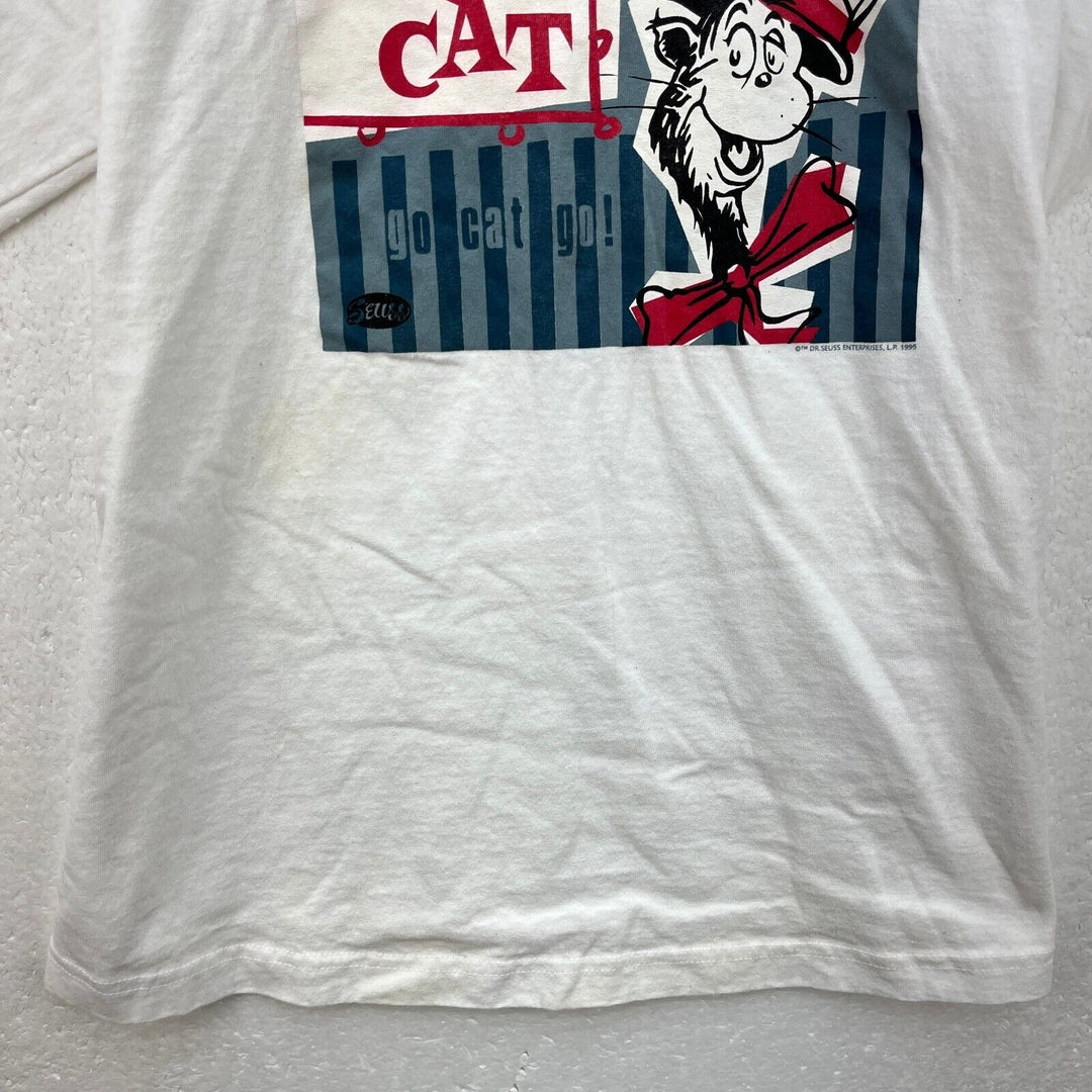 Vintage Cool Cat Go Cat Go Dr. Seuss 1995 White T-shirt Size M