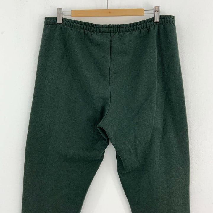 Green Sweatpant Activewear Fleece Lined Tapered Leg Size M 90s