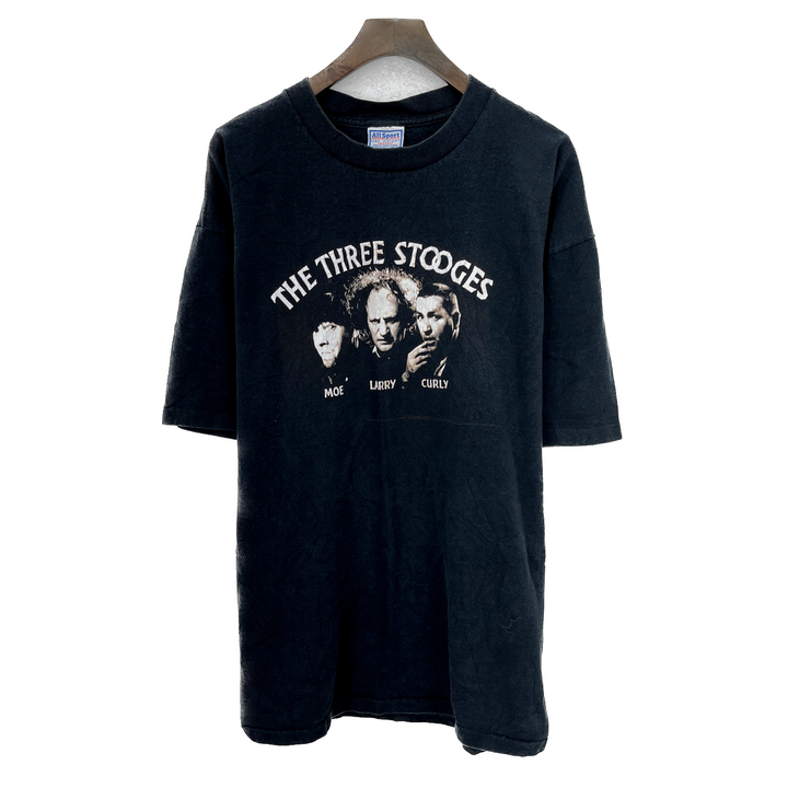 Vintage The Three Stooges Moe Larry Curly Black T-shirt Size XL Single Stitch