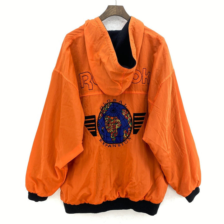 Vintage Reebok Global Expansion Orange Hooded Full Zip Jacket Size M