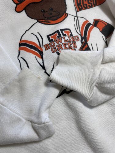 Vintage Bowling Green University BGSU Logo Bear White Sweatshirt Size S