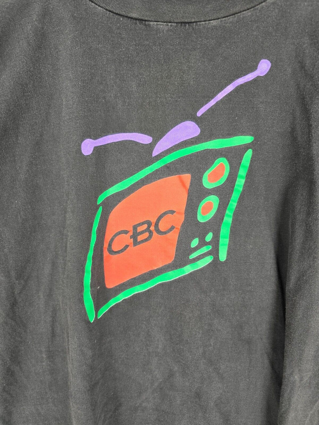 CBC Radio TV Canada Logo Black Graphic T Shirt Size Large