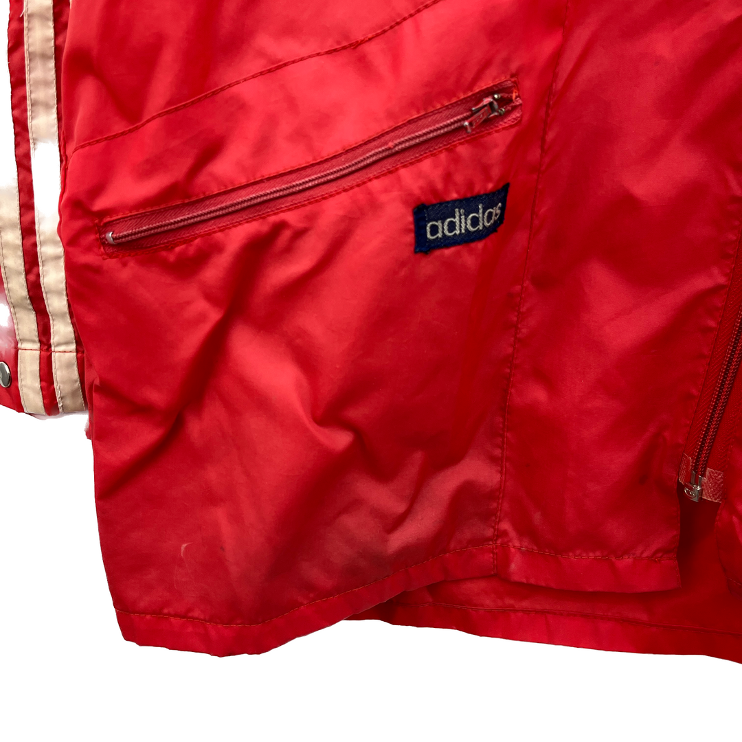 Vintage Adidas 1970s 3 Stripes Full Zip Red Light Jacket Size M