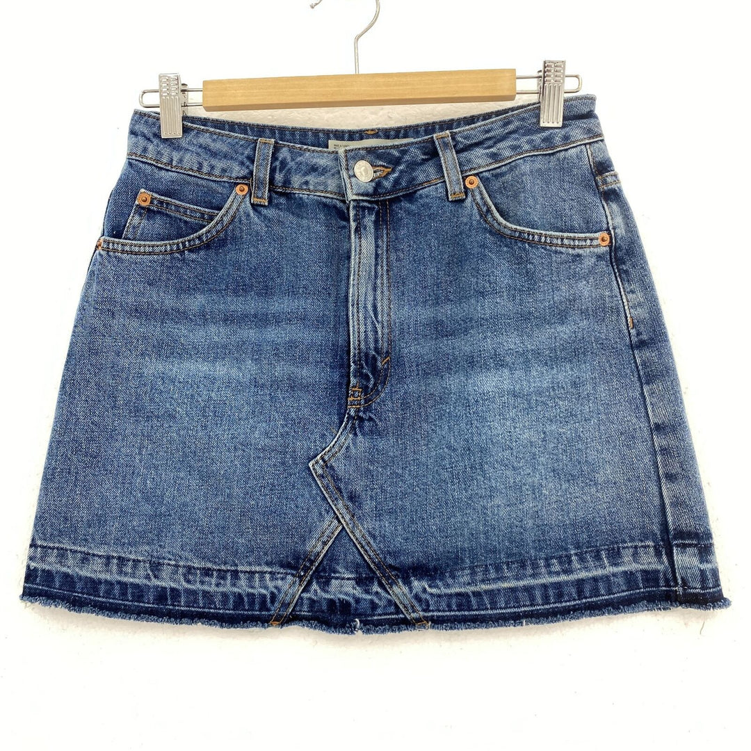 Topshop Medium Wash Mini Denim Skirt