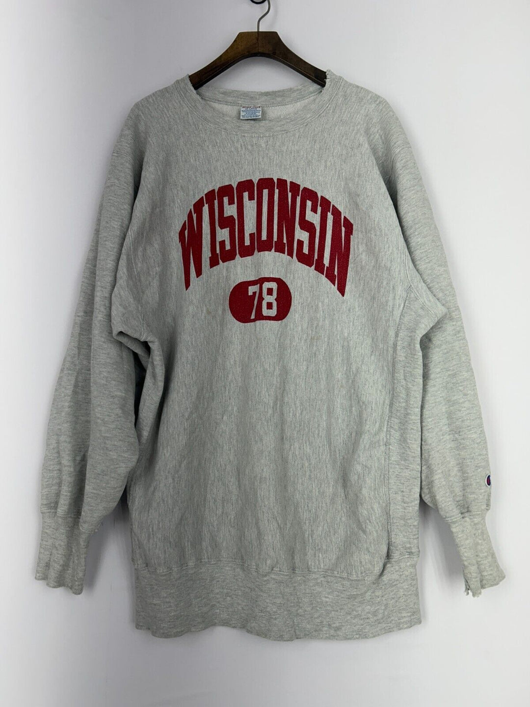 VTG NCAA Wisconsin Badgers Football Spellout Big Logo Crewneck Sweatshirt XXL