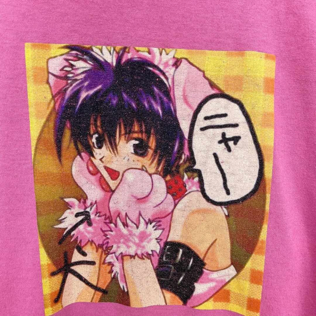 Vintage Pink Anime Graphic Print T-shirt Size L