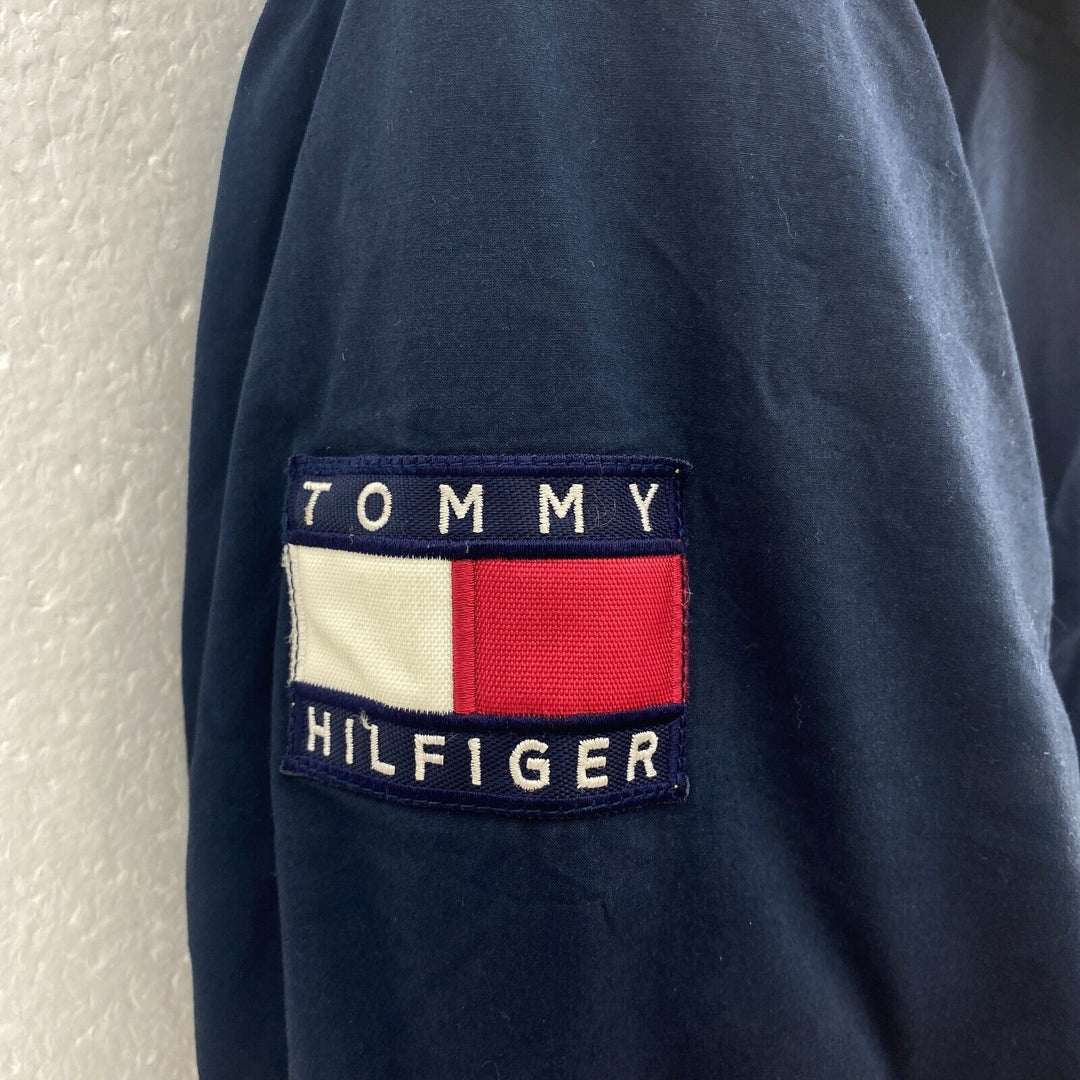 Tommy Hilfiger Blue Vintage Hooded Jacket Insulated Size M Full Zip Up