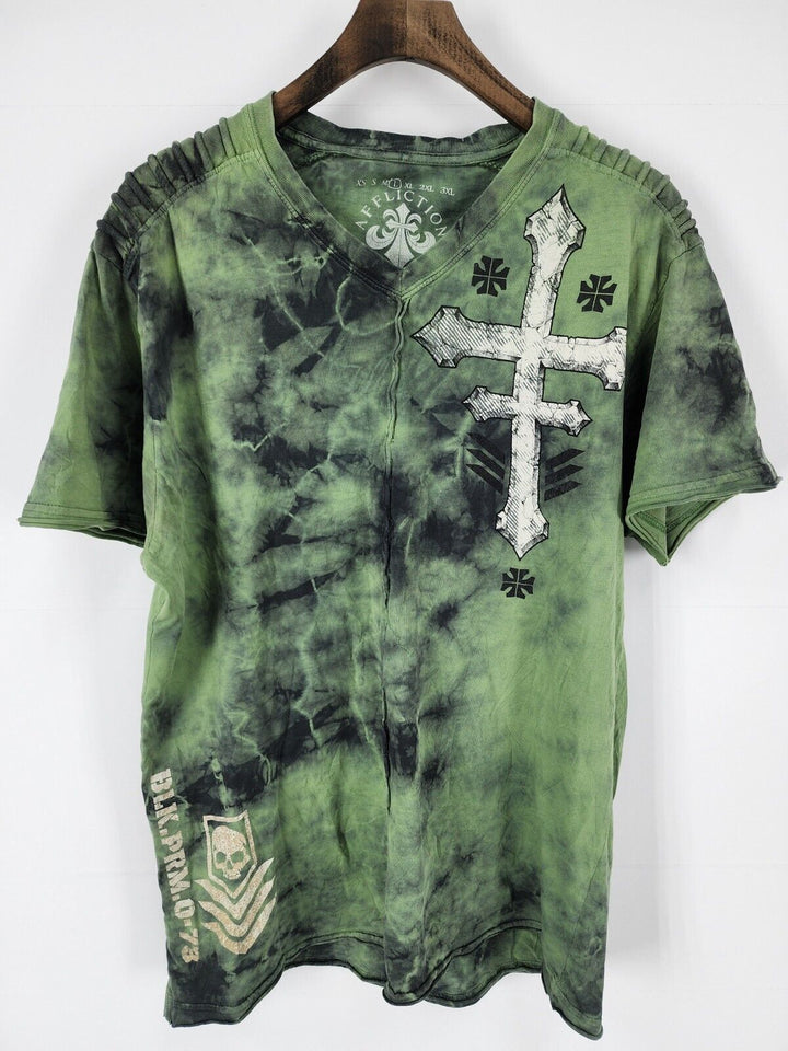 Affliction Graphic Print T-shirt Green Size L