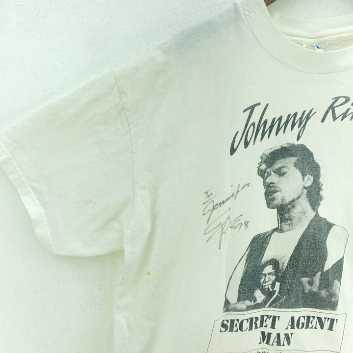 Vintage Johhny Rivers Secret Agent Man White T-shirt Size L Tee Soul City Music
