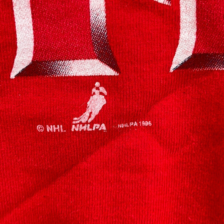 1996 Sergei Fedorov NHL Detroit Redwings Hockey BIg Print Red T-shirt Size XL