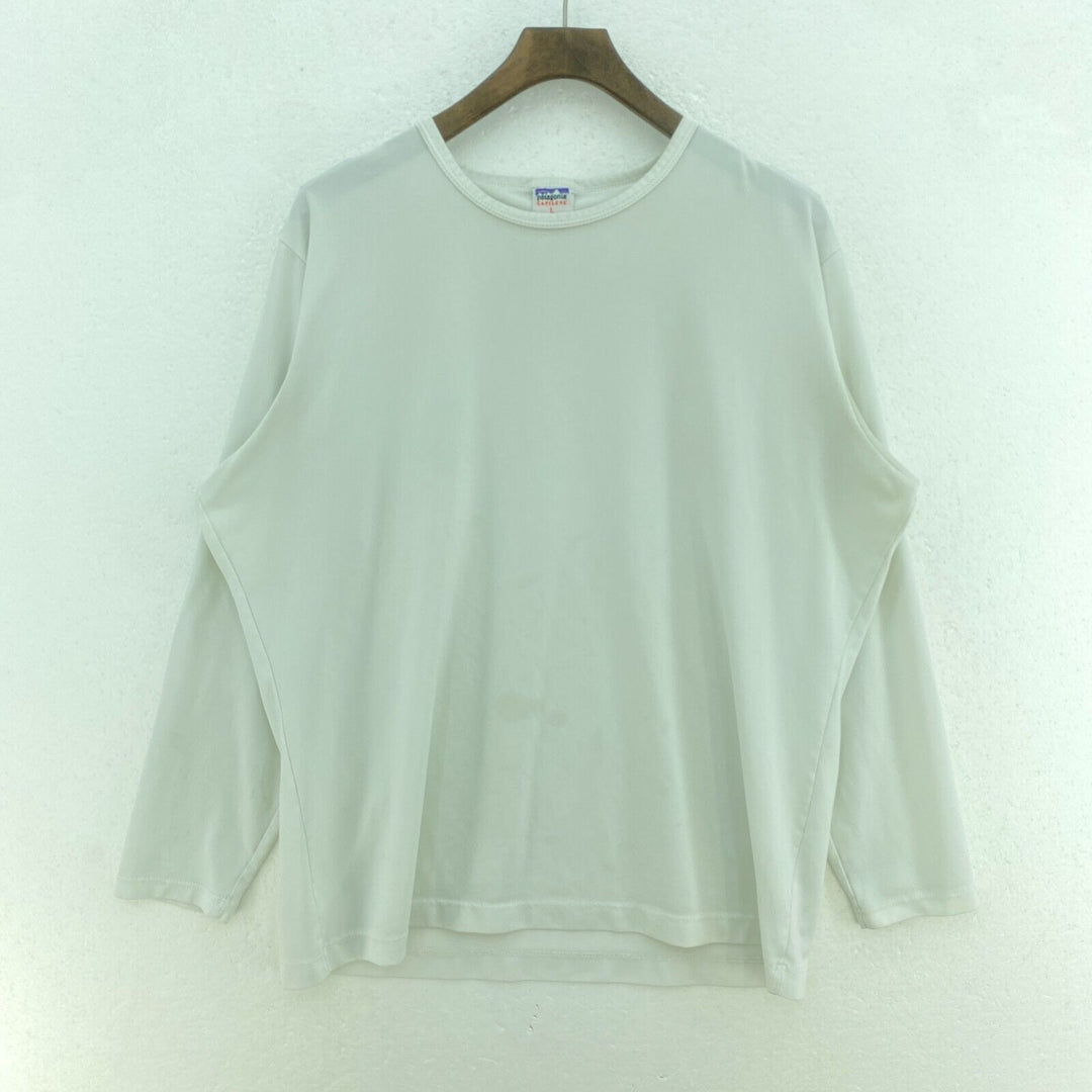 Vintage Patagonia Capilene Crew Neck White Polyester Long Sleeve T-shirt Size L