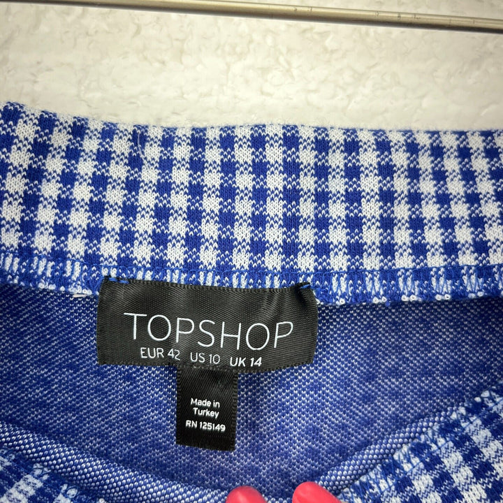 TOPSHOP Blue & White Plaid Mini Skirt Size 10