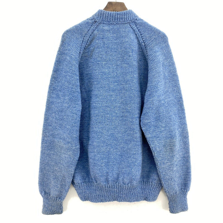 Vintage Hand Knit By Eudavilla Fortin Blue Full Zip Jacket Size M