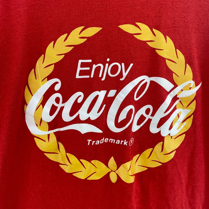 Vintage Enjoy Coca Cola Promo Print Red T-shirt Size XL Single Stitch