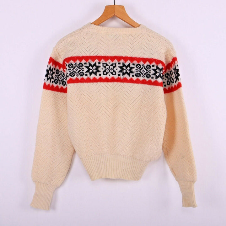 Jersild Vintage Ivory Crew Neck Knitted Wool Sweater Size M 90s