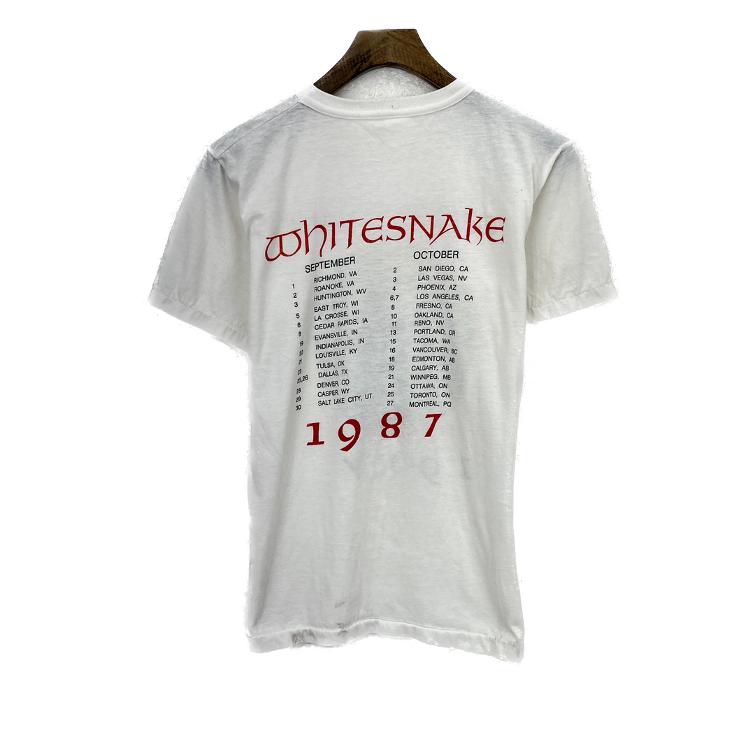 Vintage Whitesnake 1987 Rock Band David Coverdal White T-shirt Size S